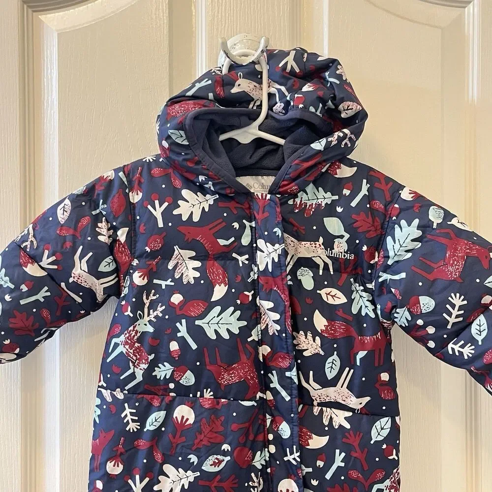 Columbia Infant Snuggly Bunny II Bunting Down Snowsuit Woodland Girls 6-12 Mos
